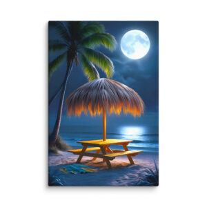 Enchanting Night on the Beach: AI-Generated Wall Art Canvas