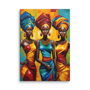 Trio African Women in Abstract Art 2 Canvas