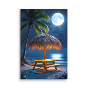 Enchanting Night on the Beach: AI-Generated Wall Art Canvas